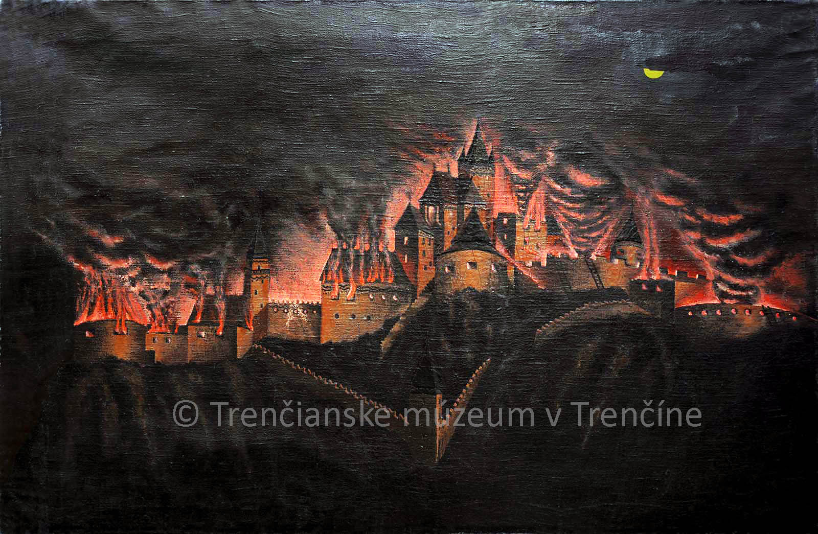 Horiaci Trenčiansky hrad, rok 1790 /neznámy autor/