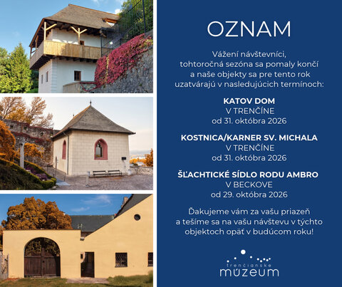 Ukončenie sezóny v objektoch: Katov dom, Kostnica a Šľachtické sídlo rodu Ambro