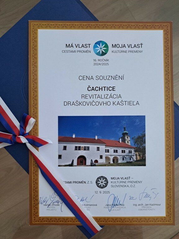 Získali sme prestížnu cenu za revitalizáciu Draškovičovho kaštieľa v Čachticiach