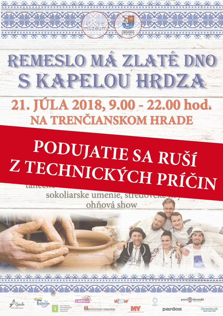 Podujatie Remeslo má zlaté dno s kapelou Hrdza z technických príčin zrušené