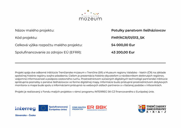 Digitálna bádateľna na trenčianskom hrade "potulky panstvom ilešháziovcov" - bádatelňa projekt tabuľa